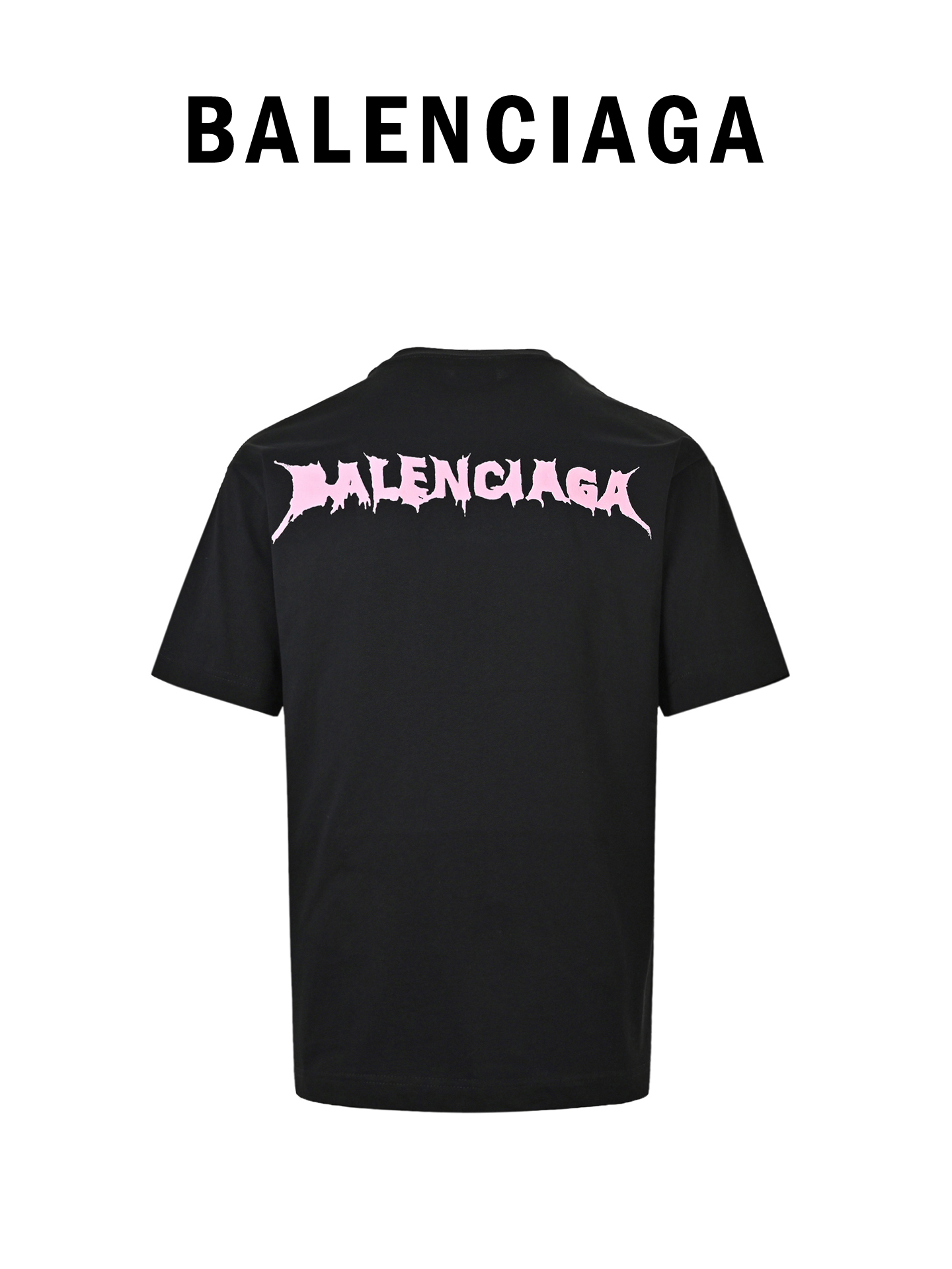 Balenciaga巴黎世家粉色溶解字母印绣短袖