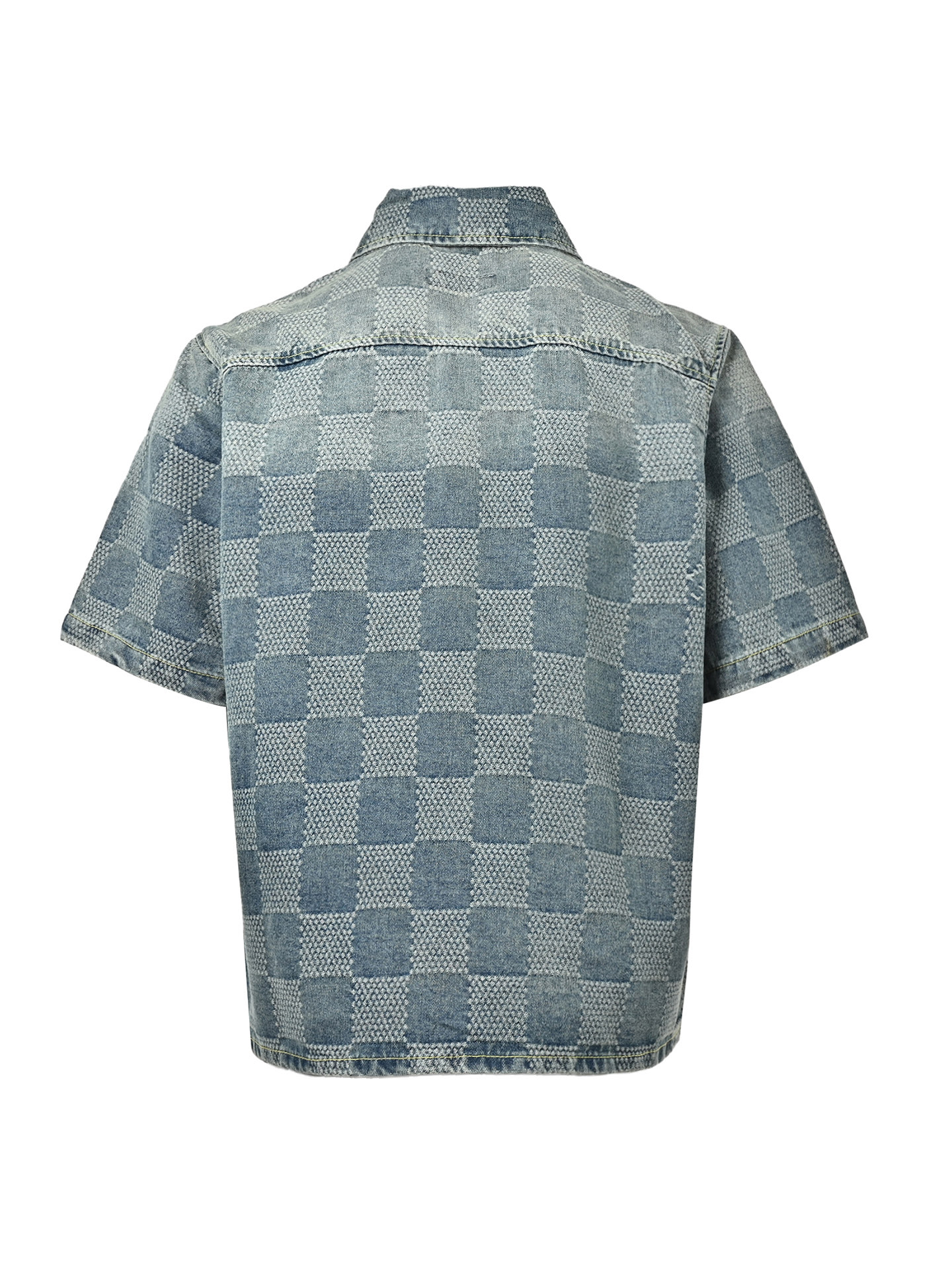 Louis Vuitton 路易威登 25ss棋盘格套装牛仔短袖衬衫-莆田鞋,莆田鞋货源,高仿鞋,高仿鞋货源,安福档口,莆田高仿鞋,莆田鞋批发,高仿鞋批发,莆田高仿运动鞋,高仿运动鞋,莆田运动鞋 Louis Vuitton 路易威登 25ss棋盘格套装牛仔短袖衬衫
