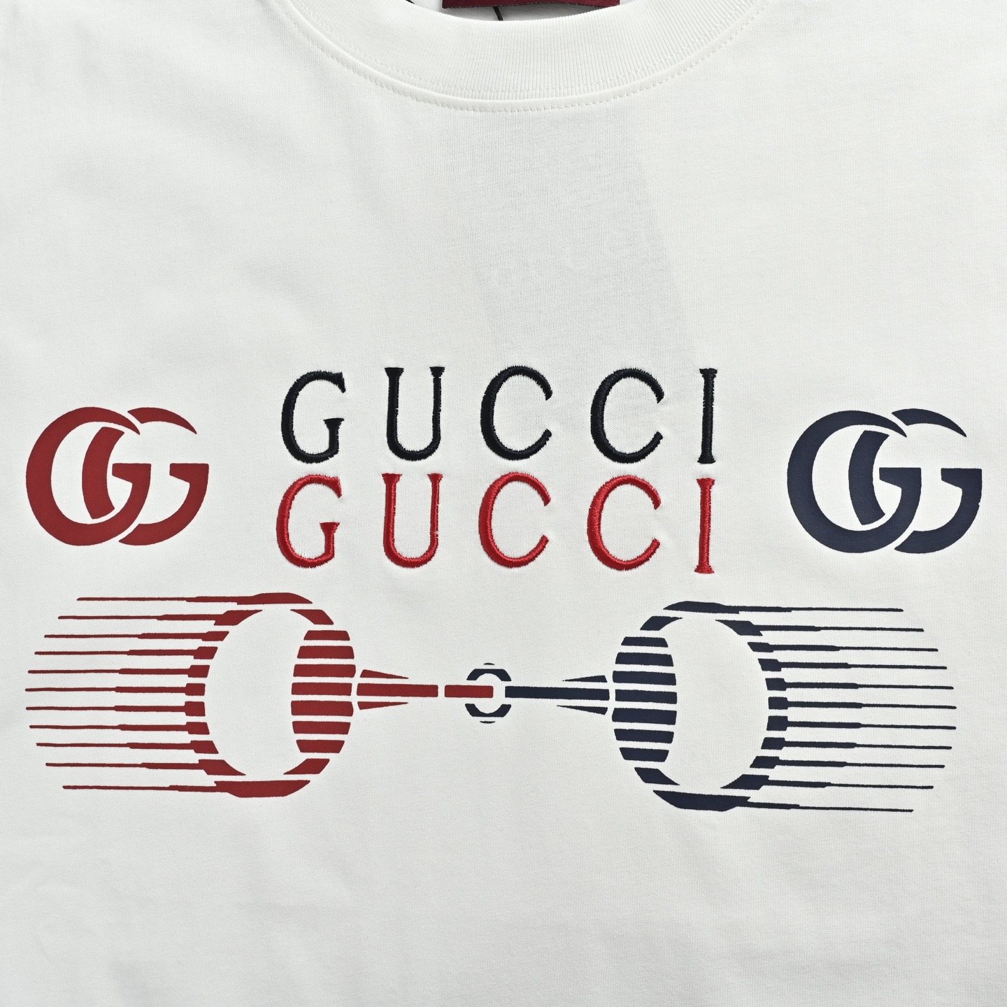 GUCCI古驰 马衔扣刺绣圆领短袖T恤 加上古驰刺绣字母