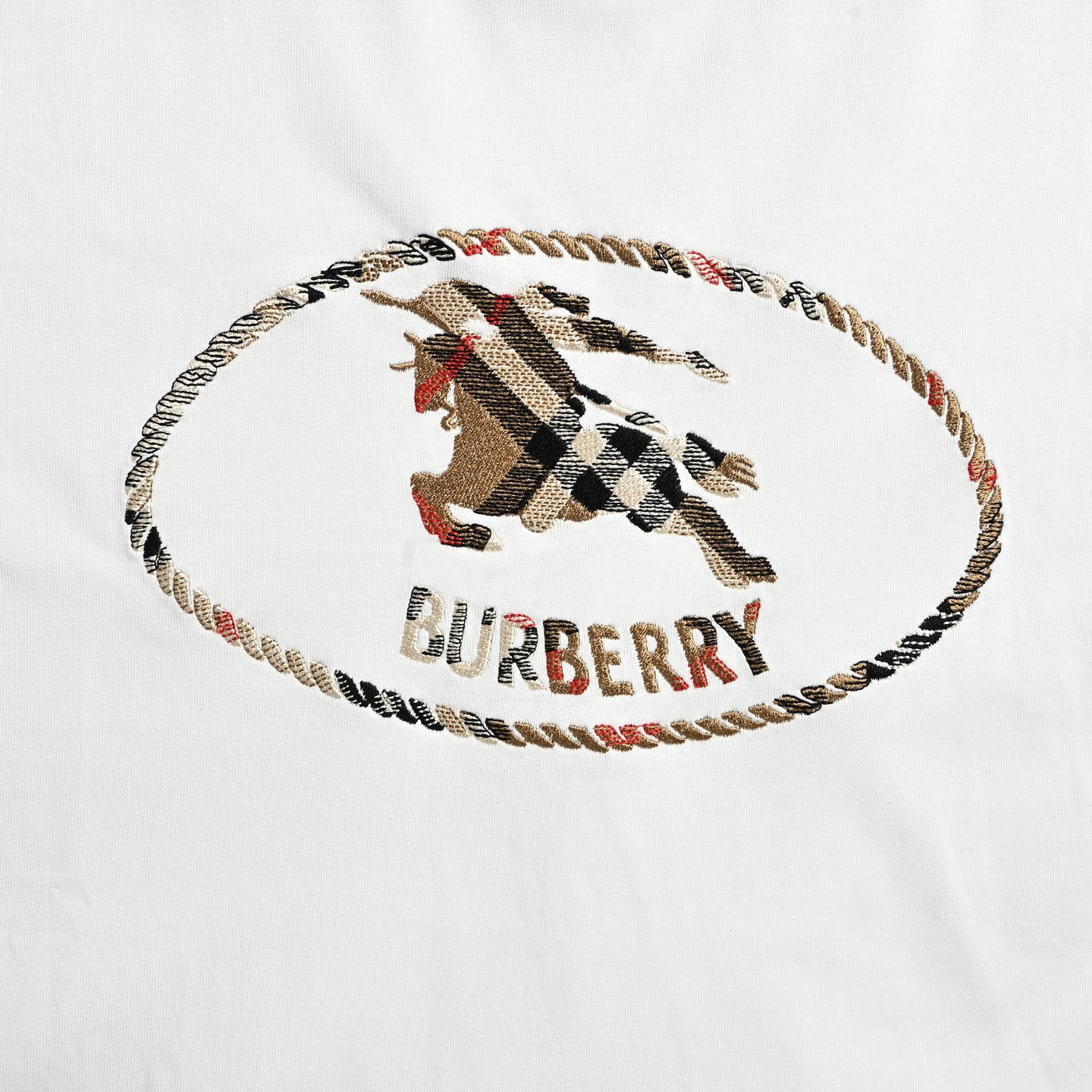 BURBERRY巴宝莉BBR圆圈骑士战马格纹刺绣短袖T恤-Top High Quatity Cheap Sneakers Fashion Clothing Clothes Bags handbags Shoes of all Brand wholesale With The best Quality And Beautiful Price from China Factory Chinese suppliers wholesaler seller BURBERRY巴宝莉BBR圆圈骑士战马格纹刺绣短袖T恤
