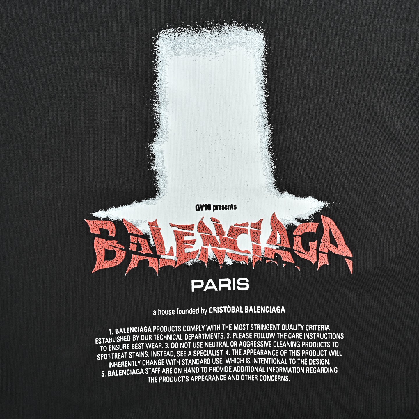 Balenciaga 巴黎世家 26ss 光柱哥特字印花短袖T恤 黑色
