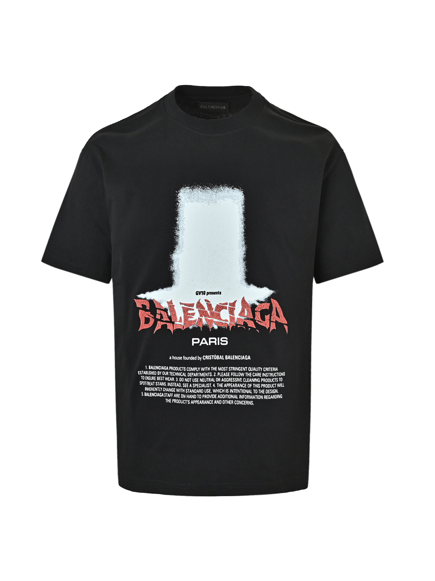 Balenciaga 巴黎世家 26ss 光柱哥特字印花短袖T恤 黑色