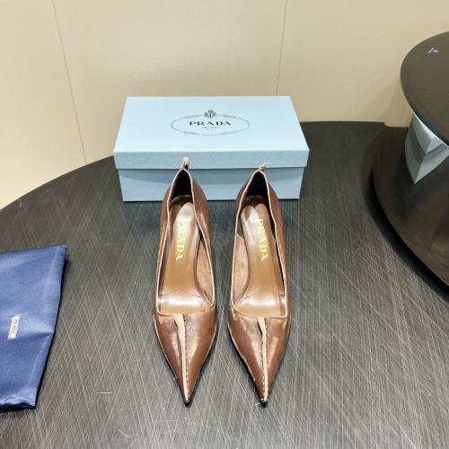 Prada Women's Pointed-Toe High Heel Pumps, Lambskin Leather, Bronze 1 Prada Women's Pointed-Toe High Heel Pumps, Lambskin Leather, Bronze