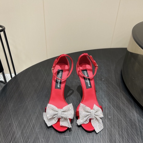 Dolce & Gabbana Red Silk Sandals with Rhinestone Bow - Size 35-39