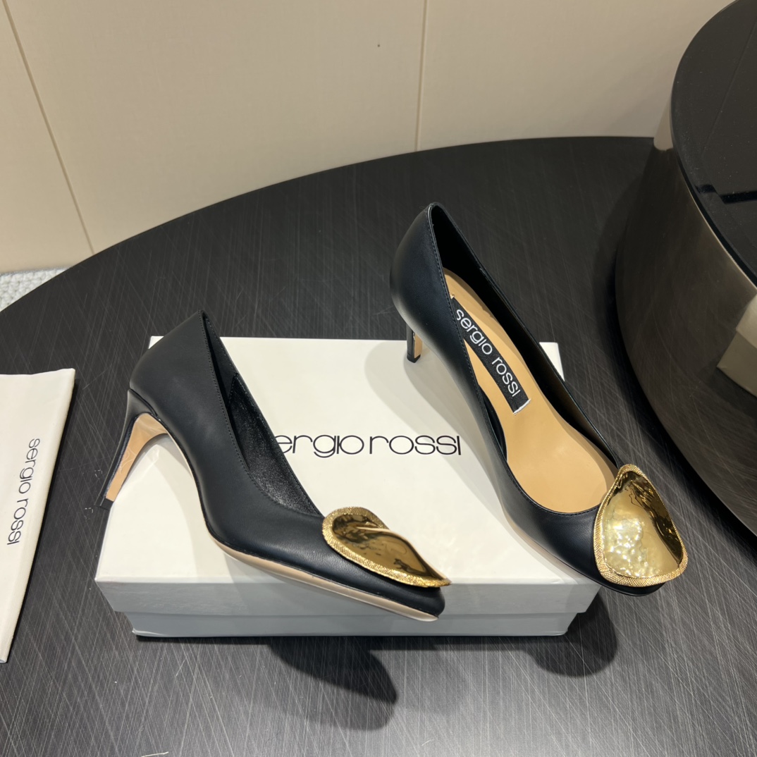 Serglorossl 2025 Fashion Series: Round Head High Heels in Original Custom Sheep Skin – P672