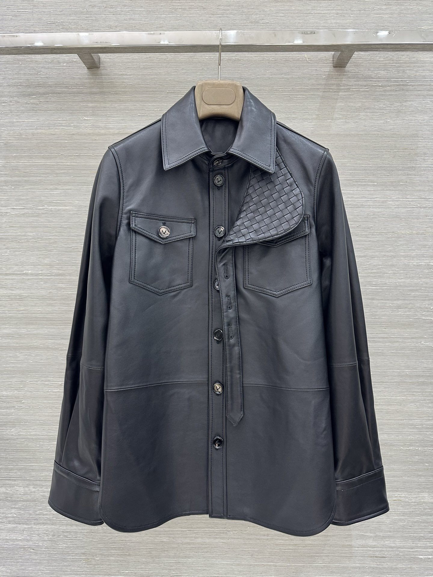Bottega Veneta Gray Textured Shirt Jacket