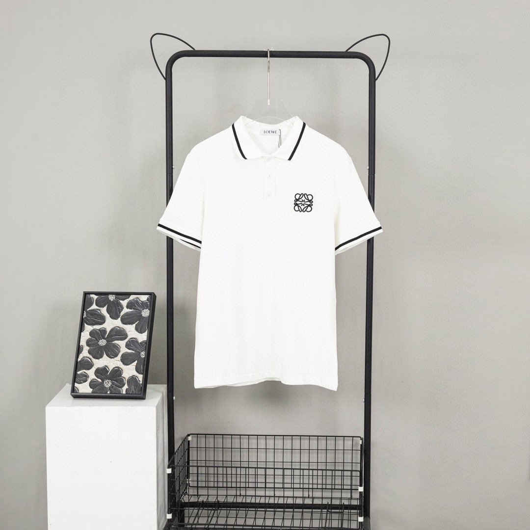 🅿️95 Versión más alta (solo blanco) Nº de modelo k491 LOEWE Polo de contraste pequeño Polo de manga corta Serie de alt…