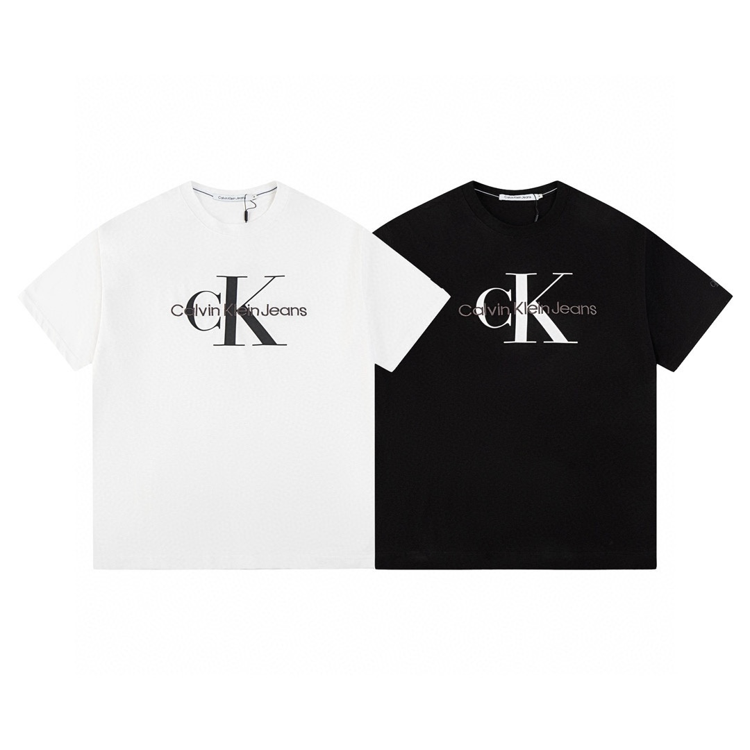 Versión de primera calidad, modelo: C002, nombre: Calvin Klein CK camiseta casual de cuello redondo para hombre y mujer…
