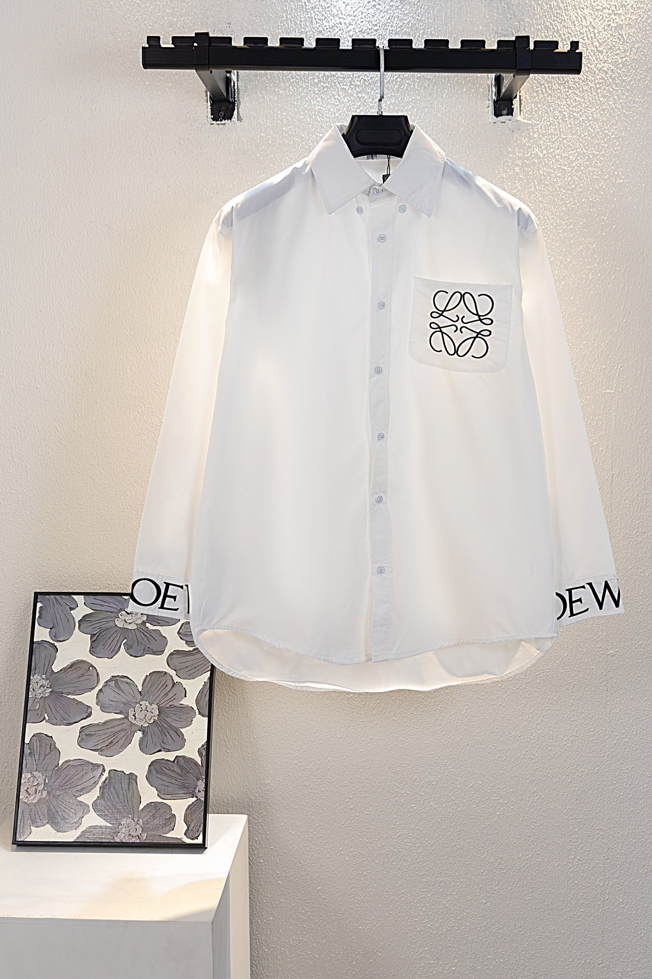 Luxurious Loewe Shirt in Custom Soft Fabric with High-Quality Embroidery