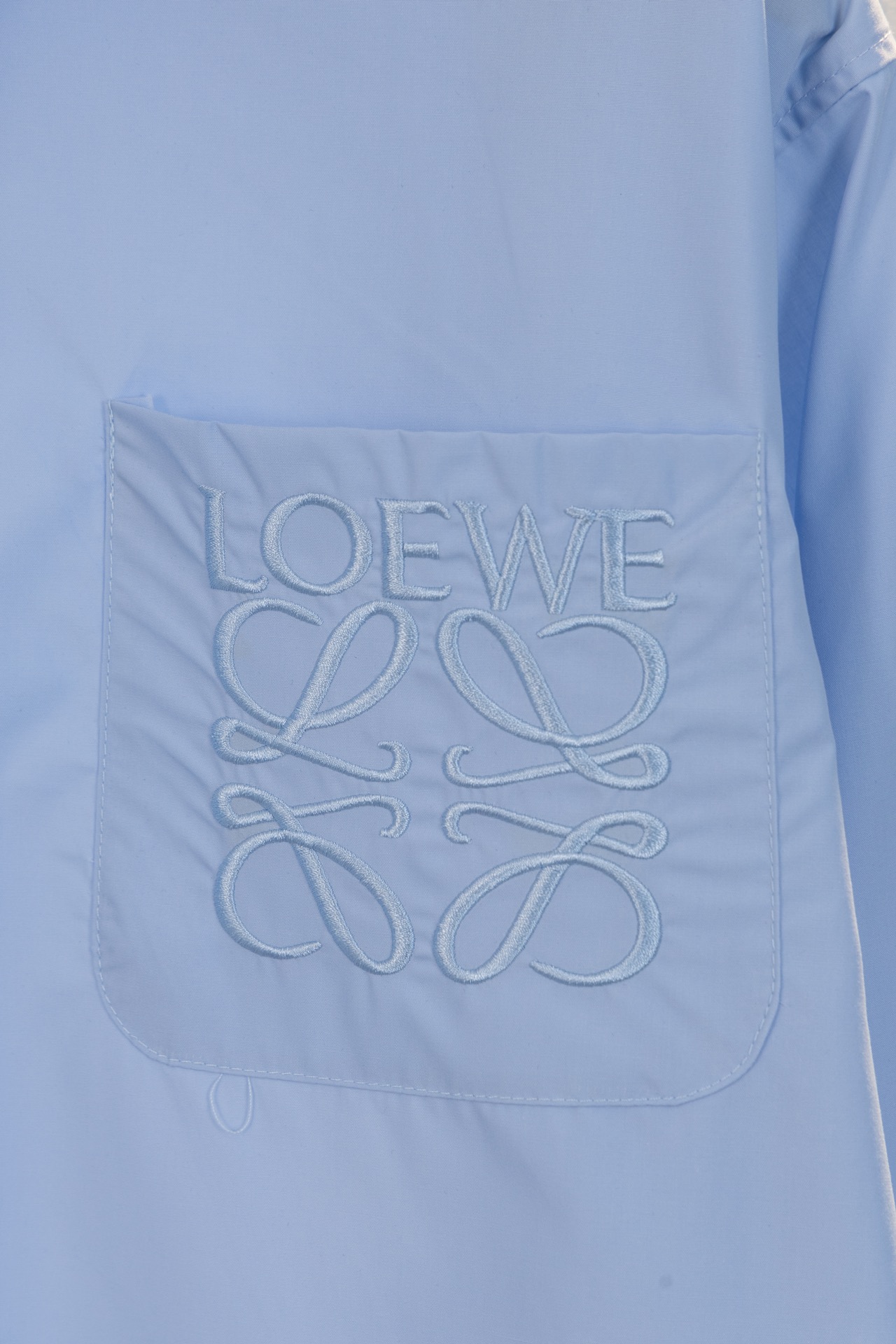 “High-End Loewe Shirt in Soft Custom Fabric, Light Blue, SM-XL Sizes” - 图片 7