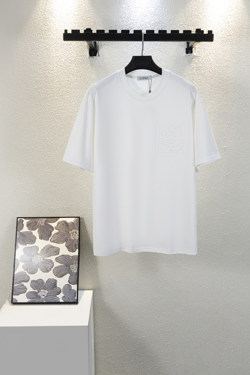 🅿️80 (Versión superior) Nº de modelo k462 🌟🌟Loewe, Loewe 𝟐𝟎𝟐𝟑𝐒𝐒 nueva camiseta manga corta con letras en relie…