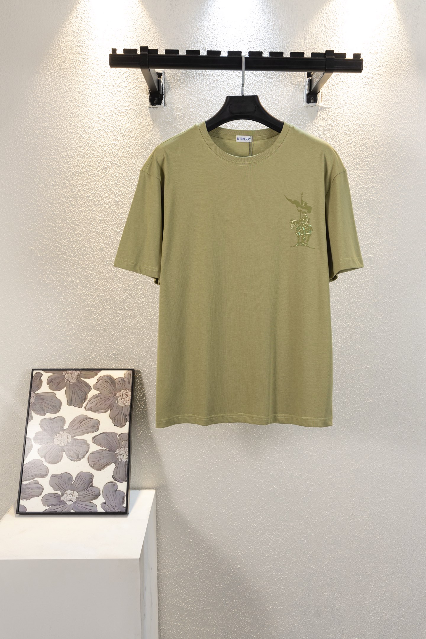 N.º de estilo k8037 BURBERRY Camiseta de manga corta con cuello redondo de 280 g, estampado de espuma tridimensional co…