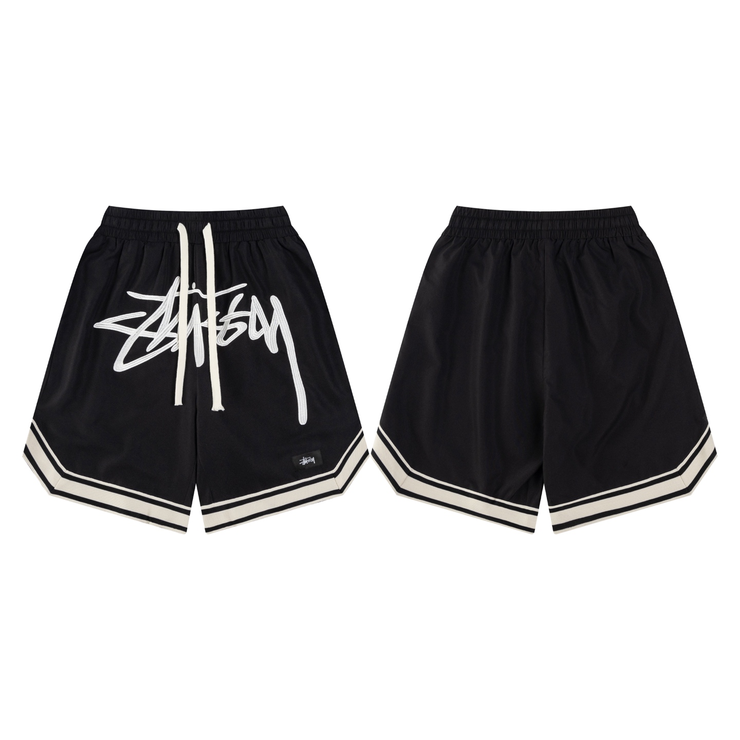 Foto de detalle sobre fondo blanco Modelo k6053 Stussy 2024Fw Pantalones cortos de verano con logo bordado de letras gr…