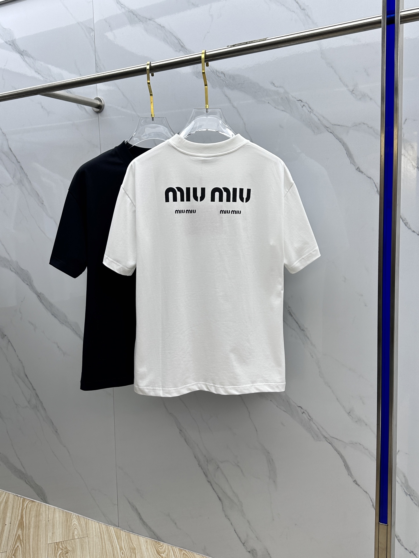 Miu Miu Logo Print Cotton T-Shirt - Short Sleeve Tee for Women & Men 10 i1744221156062 8415 0 8