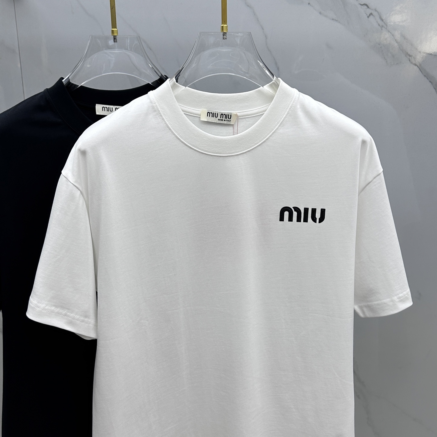 Miu Miu Logo Print Cotton T-Shirt - Short Sleeve Tee for Women & Men 3 i1744221157732 7274 0 1