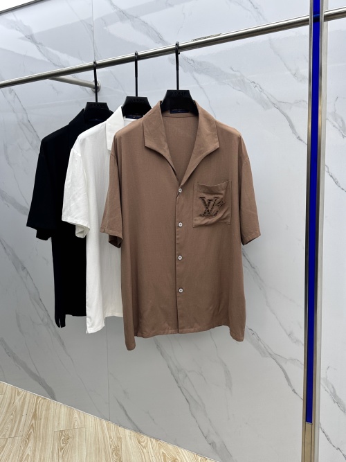 Louis Vuitton Cotton-Linen Embroidered Short-Sleeve Shirt - Breathable Fabric 1 Louis Vuitton Cotton-Linen Embroidered Short-Sleeve Shirt - Breathable Fabric