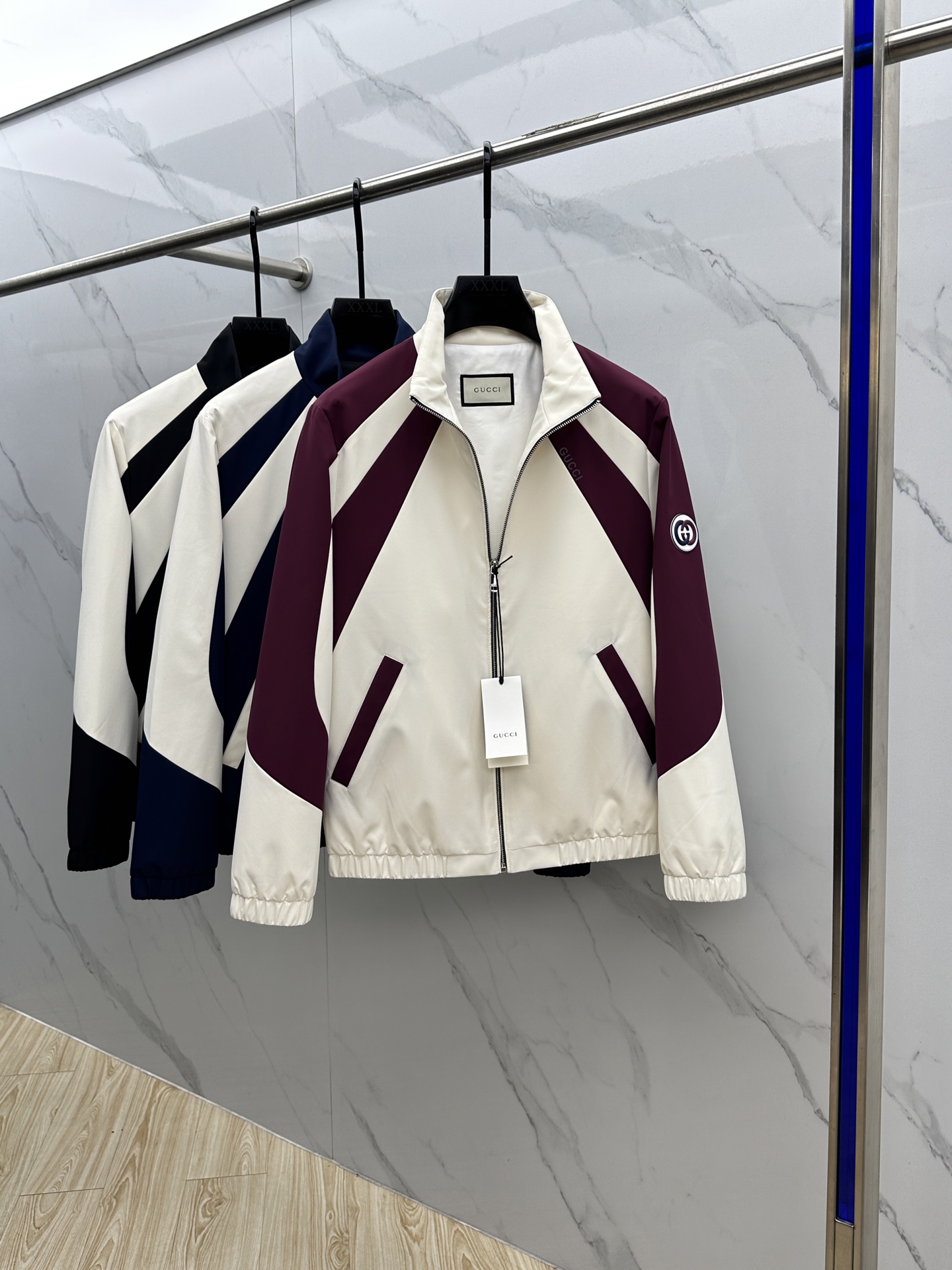 🆕Gucci*古驰 2025ss早秋新款男装 古驰立领夹克外套，logo印花，秋季爆款外套，颗粒绒面料穿