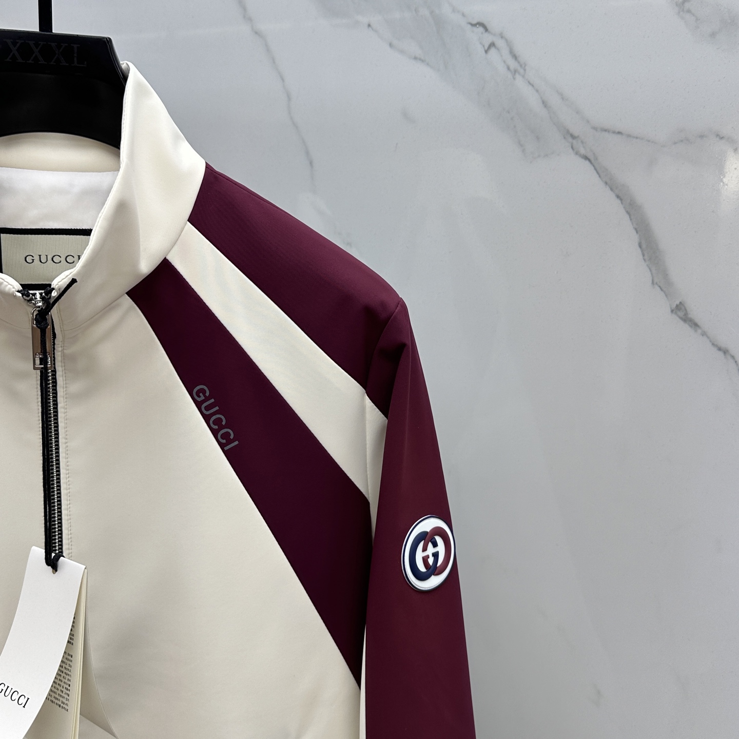 🆕Gucci*古驰 2025ss早秋新款男装 古驰立领夹克外套，logo印花，秋季爆款外套，颗粒绒面料穿