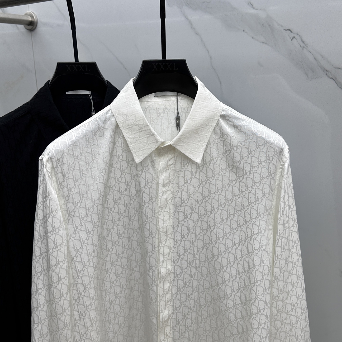 🆕Dior迪奥 25ss早秋新款丝质全棉翻领衬衣，男女同款经典Oblique提花宽松休闲长袖衬衫！该衬衫