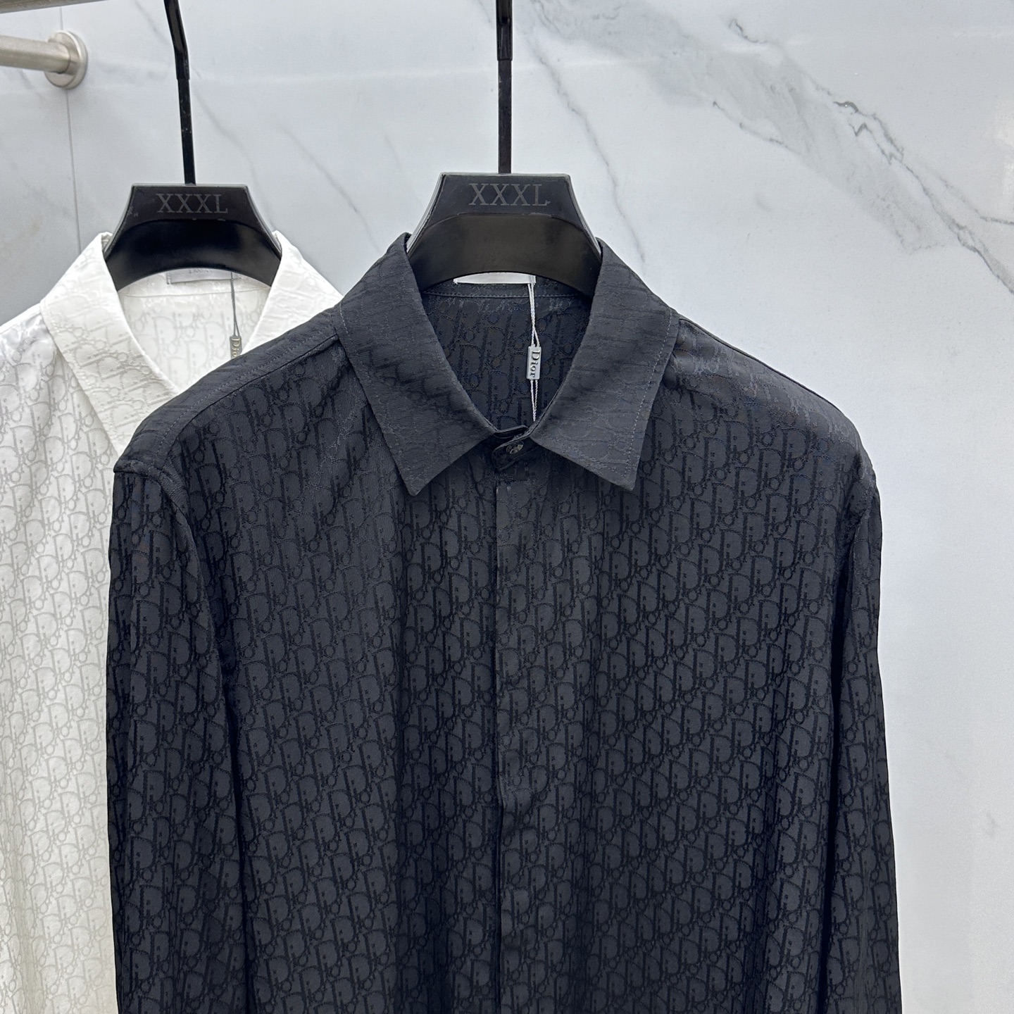 🆕Dior迪奥 25ss早秋新款丝质全棉翻领衬衣，男女同款经典Oblique提花宽松休闲长袖衬衫！该衬衫