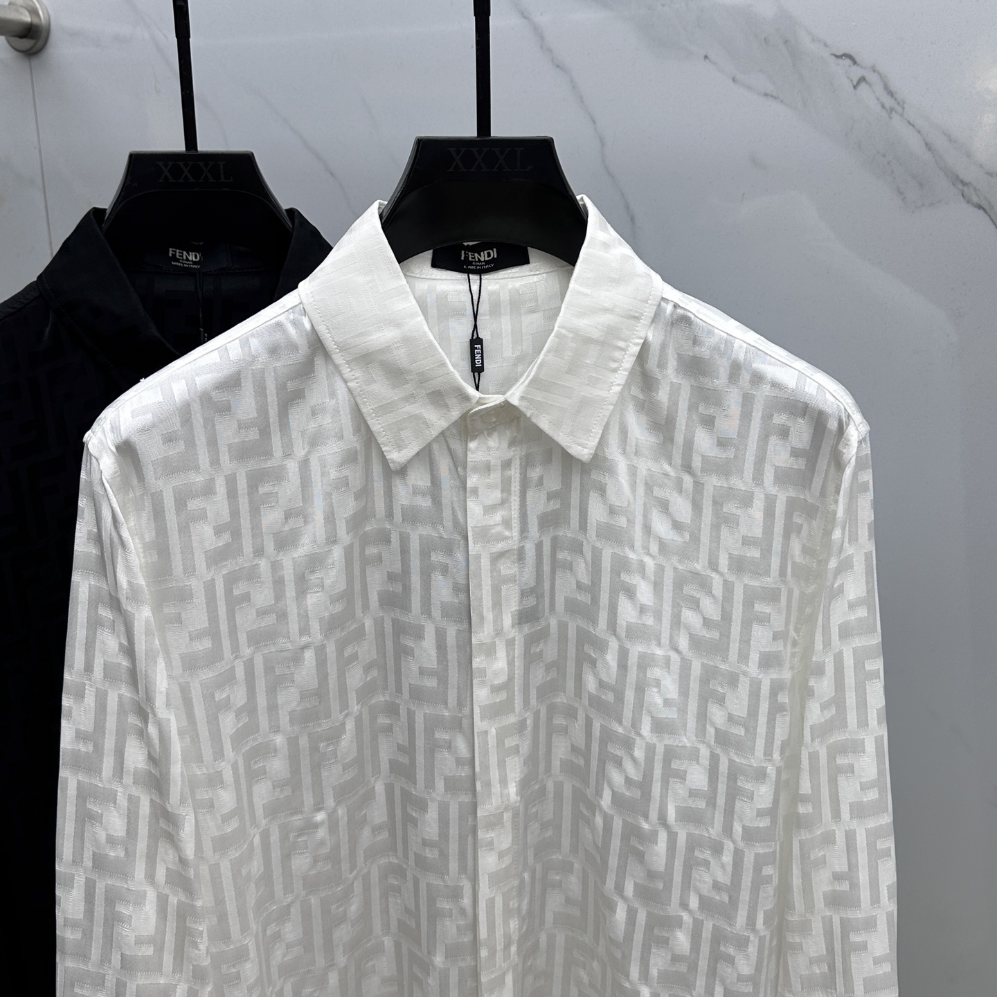 🆕FENDI芬迪 25新款复古翻领提花暗纹衬衣 定制YB进口双F提花面料 整体净色超级高档 舒适垂感有型