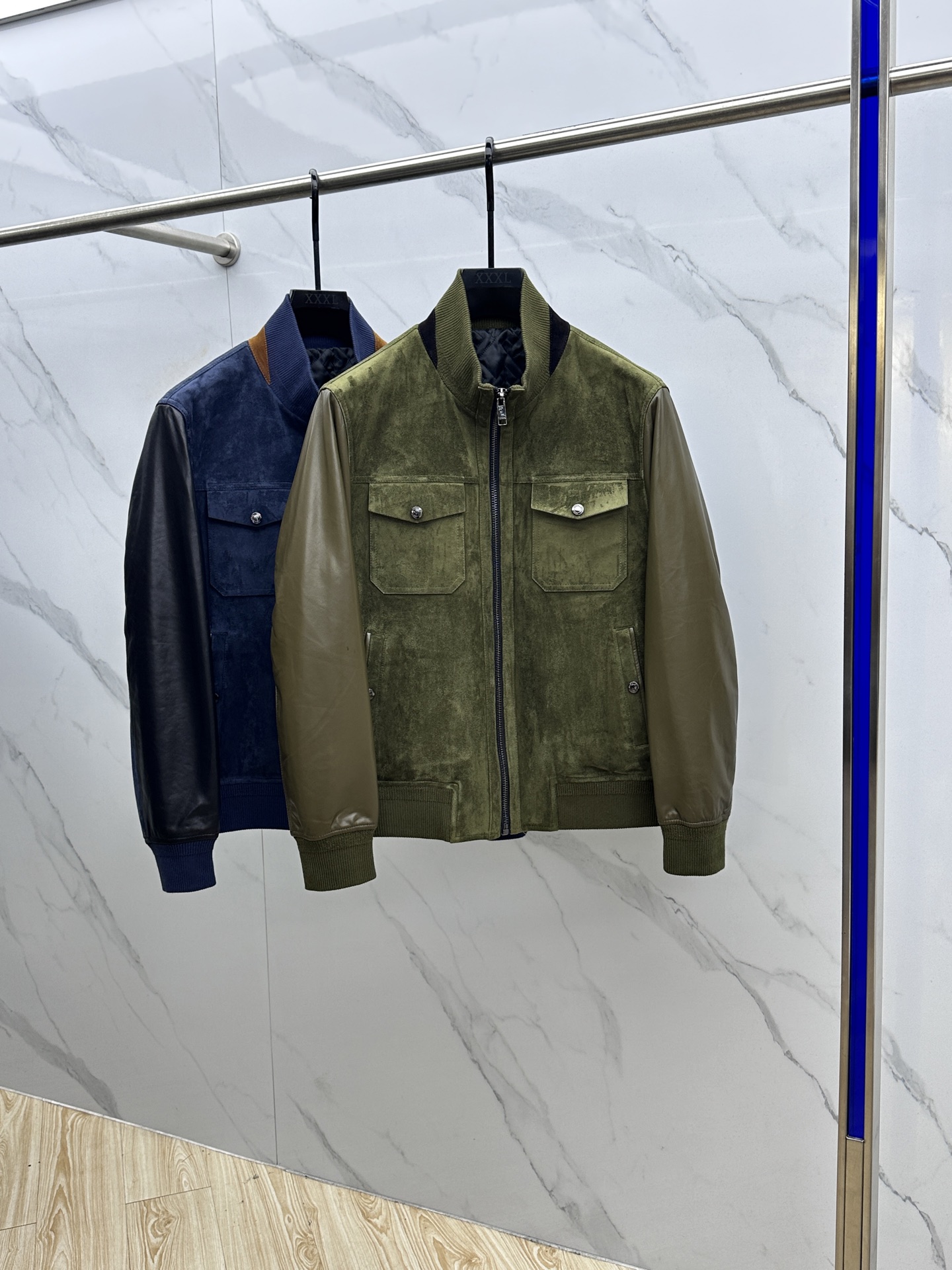 。 🆕ZEGNA 杰尼亚 男士绵羊皮拼接翻领真皮。洋行贸易货，海外直供限量款，25年秋冬高级秀场款，重磅