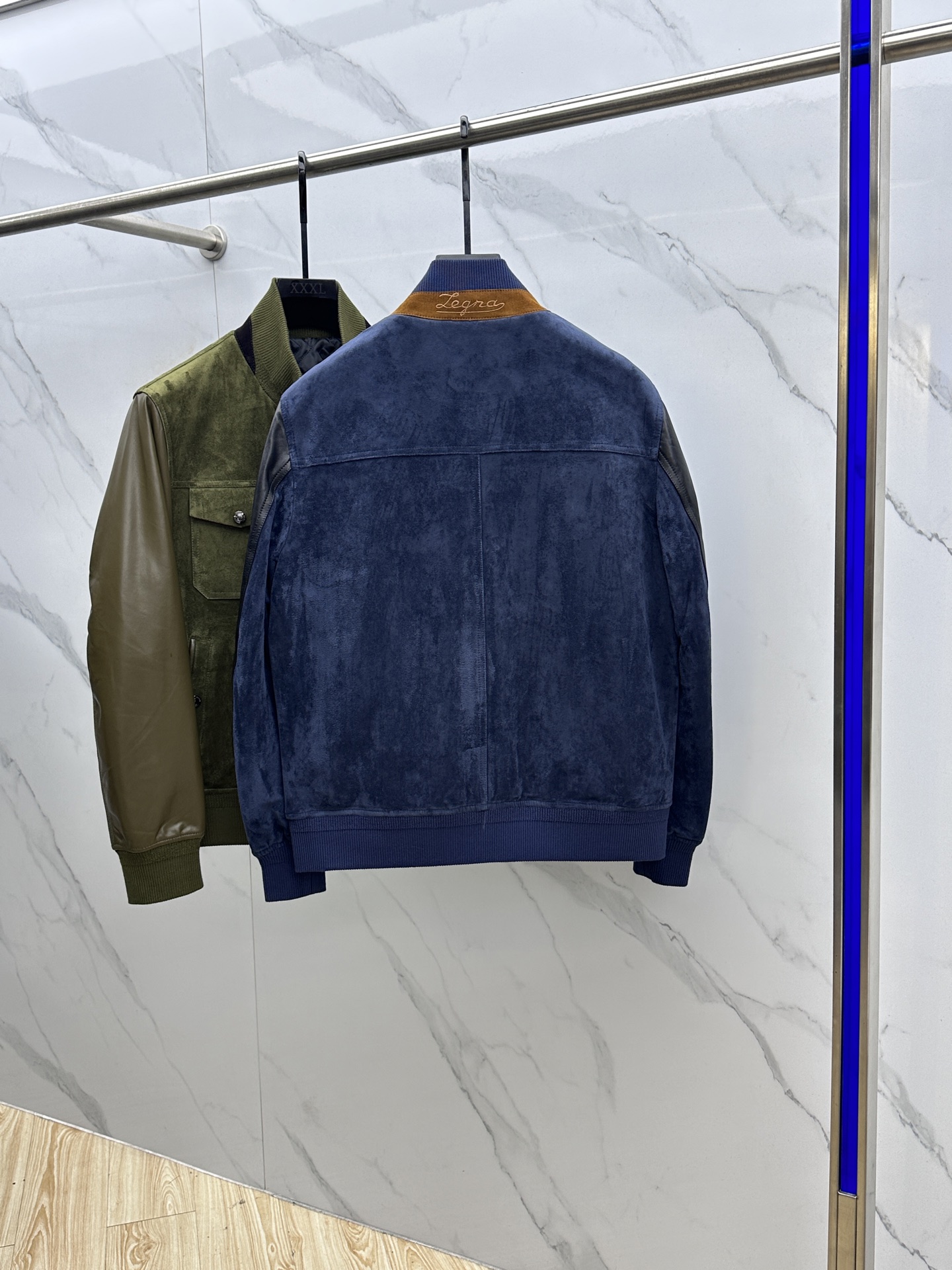 。 🆕ZEGNA 杰尼亚 男士绵羊皮拼接翻领真皮。洋行贸易货，海外直供限量款，25年秋冬高级秀场款，重磅