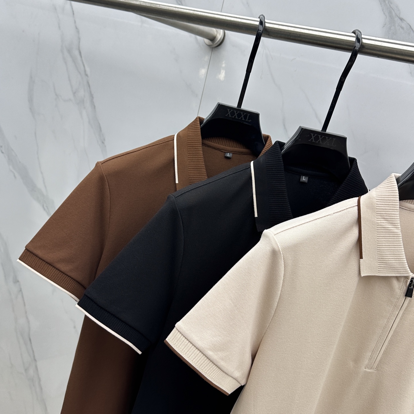 🆕lp🆕 春夏新款翻领Polo衫短袖T恤 简洁时尚百搭 胸前logo设计 螺纹针织领口 定制进口双股丝光