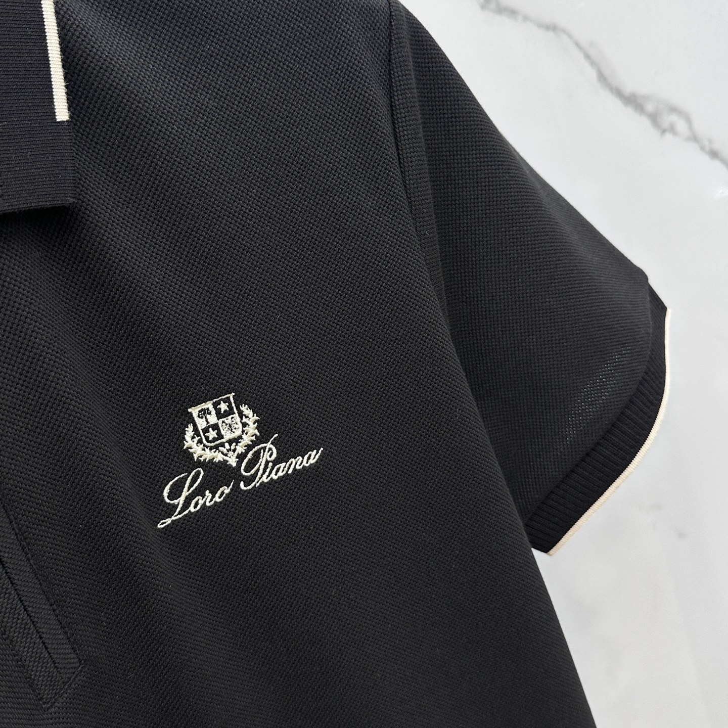 🆕lp🆕 春夏新款翻领Polo衫短袖T恤 简洁时尚百搭 胸前logo设计 螺纹针织领口 定制进口双股丝光