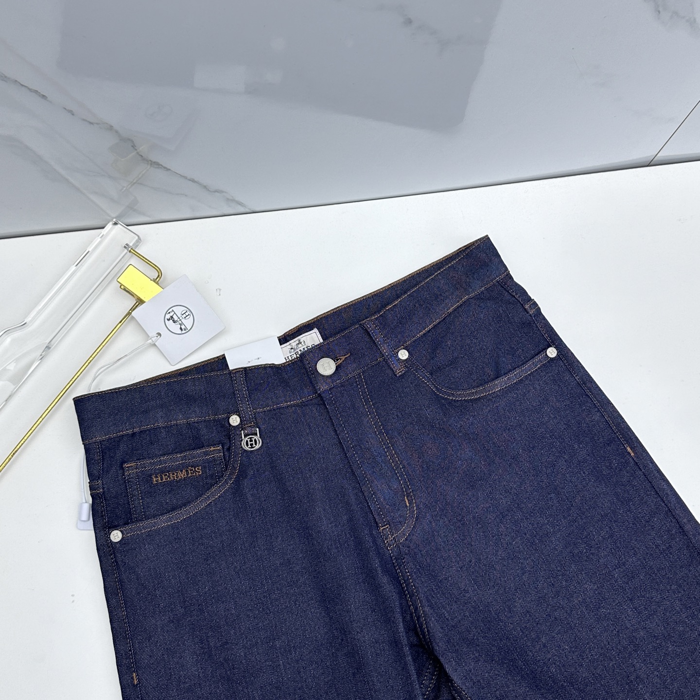 🆕Hermes爱马仕 🔥高端定制、26早春新款薄款牛仔裤 柜台同步发售 原版定制复刻 客供五金辅料 原单