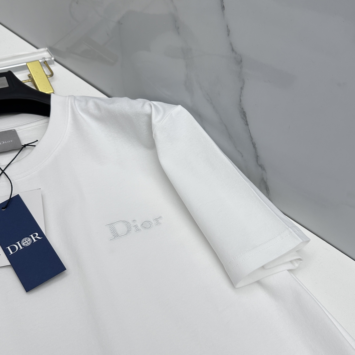 🆕Dior迪奥 微阔 新款首发专柜最新款短袖圆领T恤 高端订制 胸前品牌logo重工艺设计 高端长绒棉面