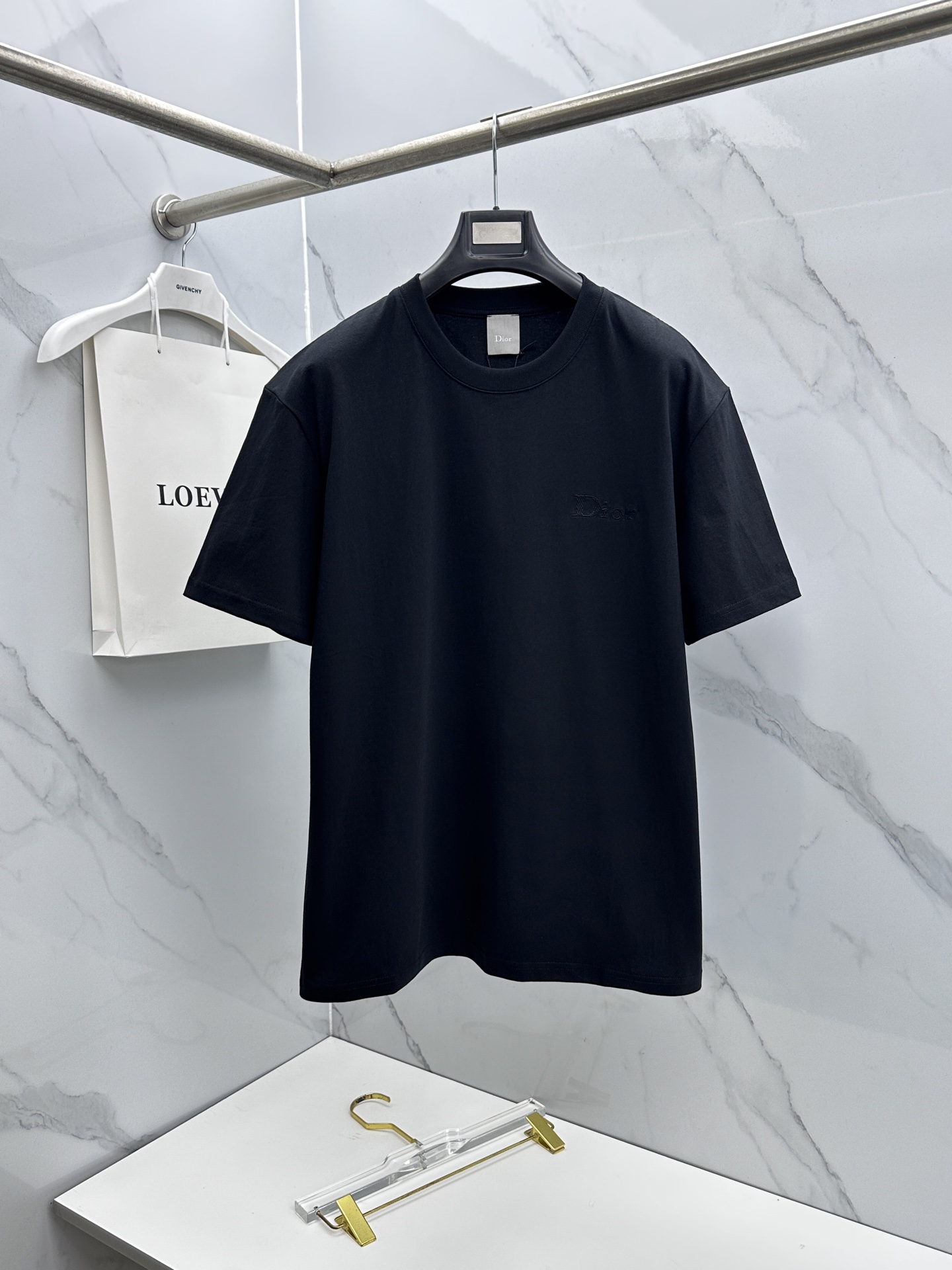 🆕Dior迪奥 微阔 新款首发专柜最新款短袖圆领T恤 高端订制 胸前品牌logo重工艺设计 高端长绒棉面
