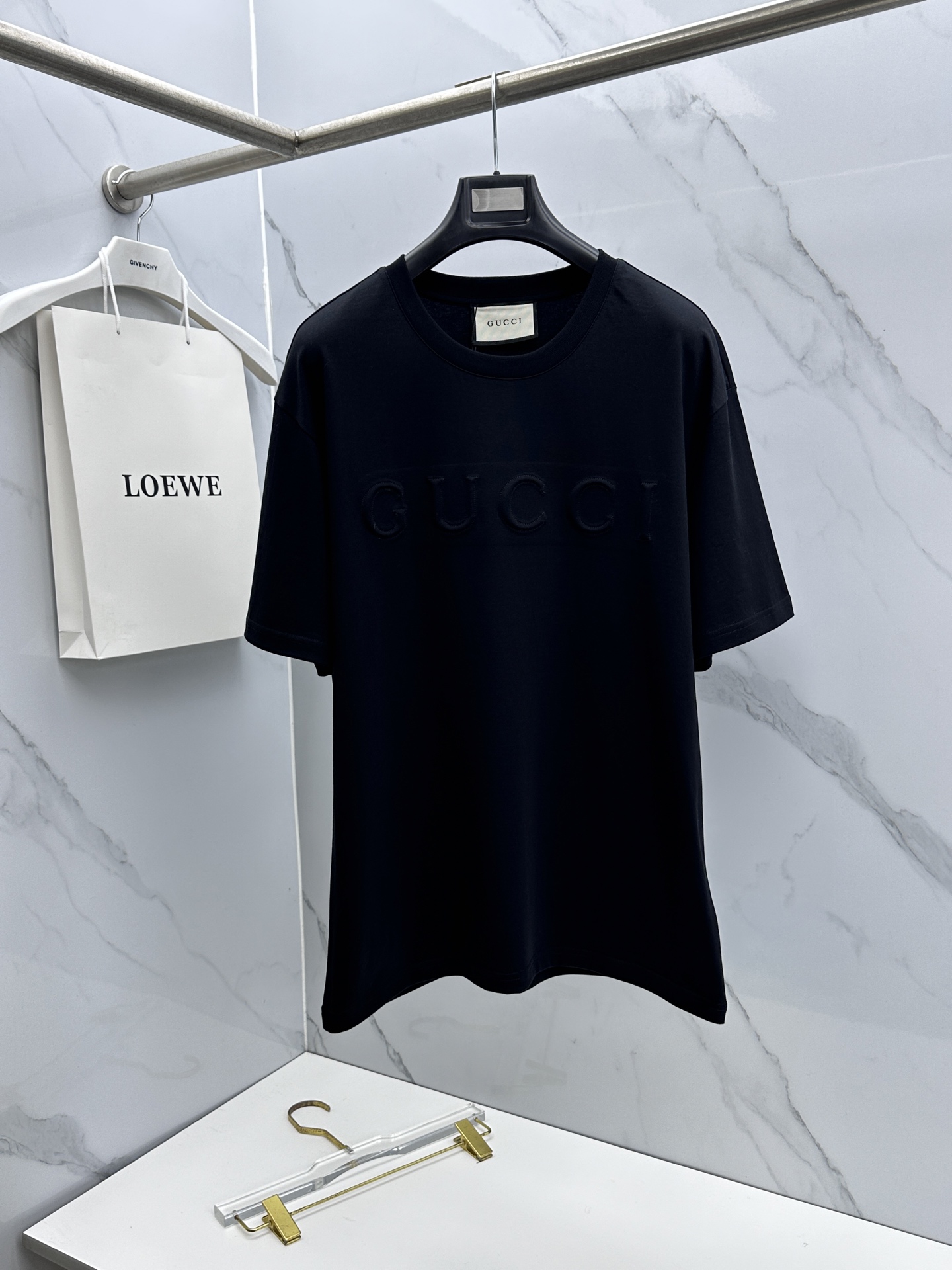 🆕Gucci 新款首发专柜最新款短袖圆领T恤 高端订制 胸前品牌logo重工艺设计 高端长绒棉面料.手感