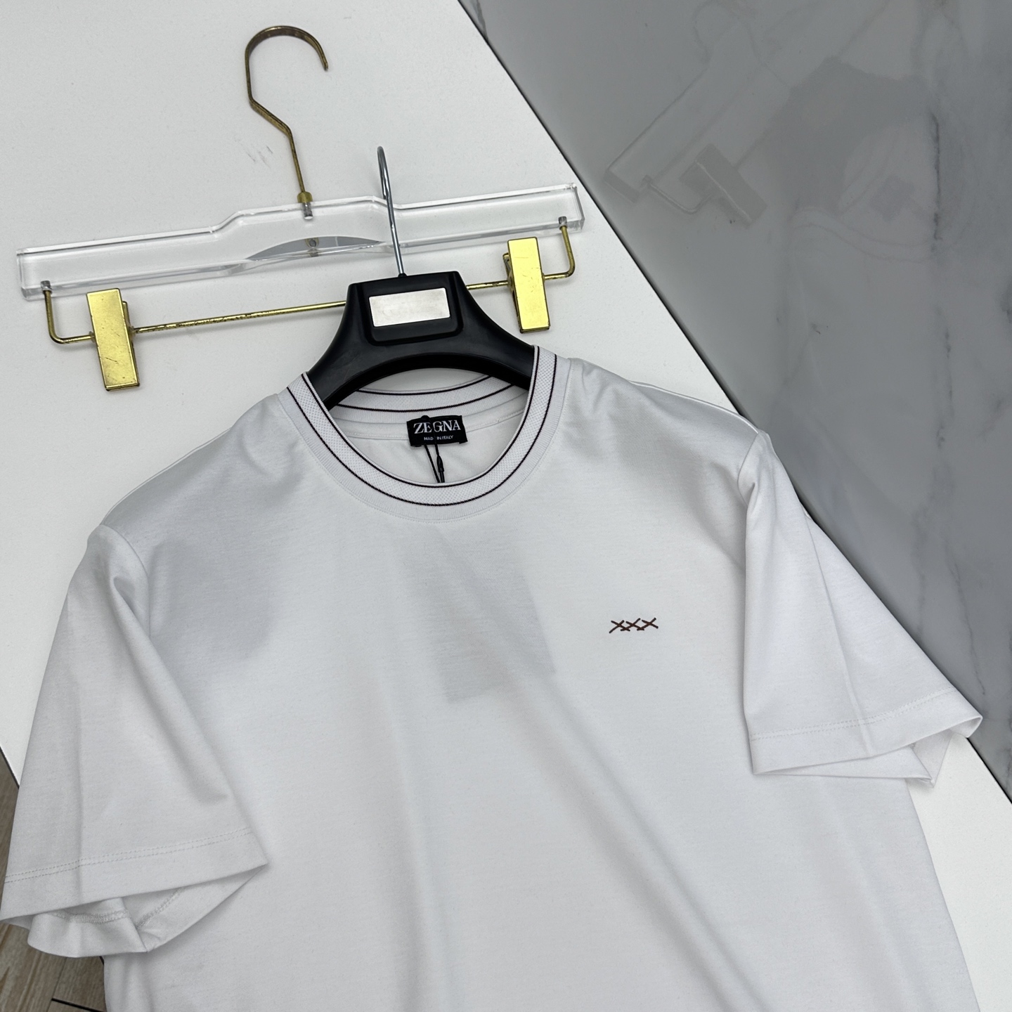 🆕ZEGNA杰尼亚 新款首发专柜最新款短袖圆领T恤 高端订制 胸前品牌logo重工艺设计 高端长绒棉面料