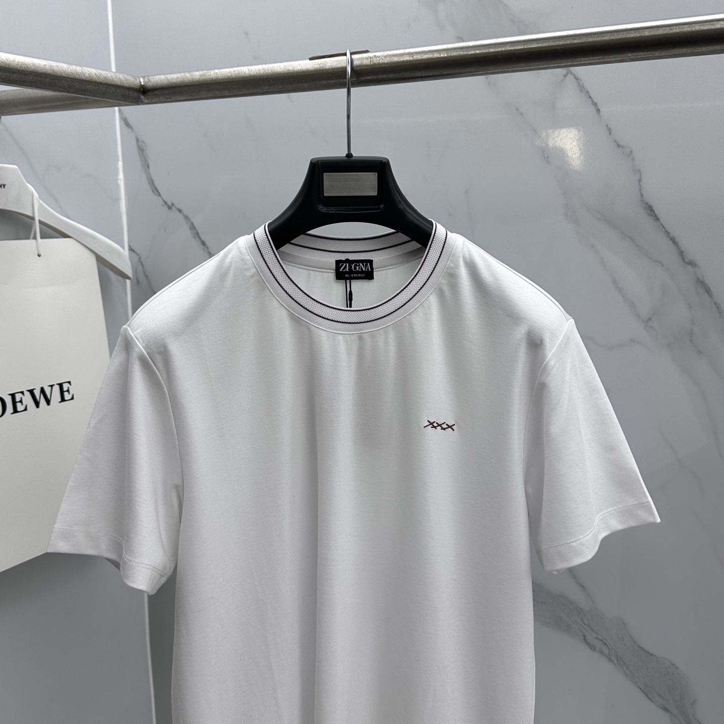 🆕ZEGNA杰尼亚 新款首发专柜最新款短袖圆领T恤 高端订制 胸前品牌logo重工艺设计 高端长绒棉面料