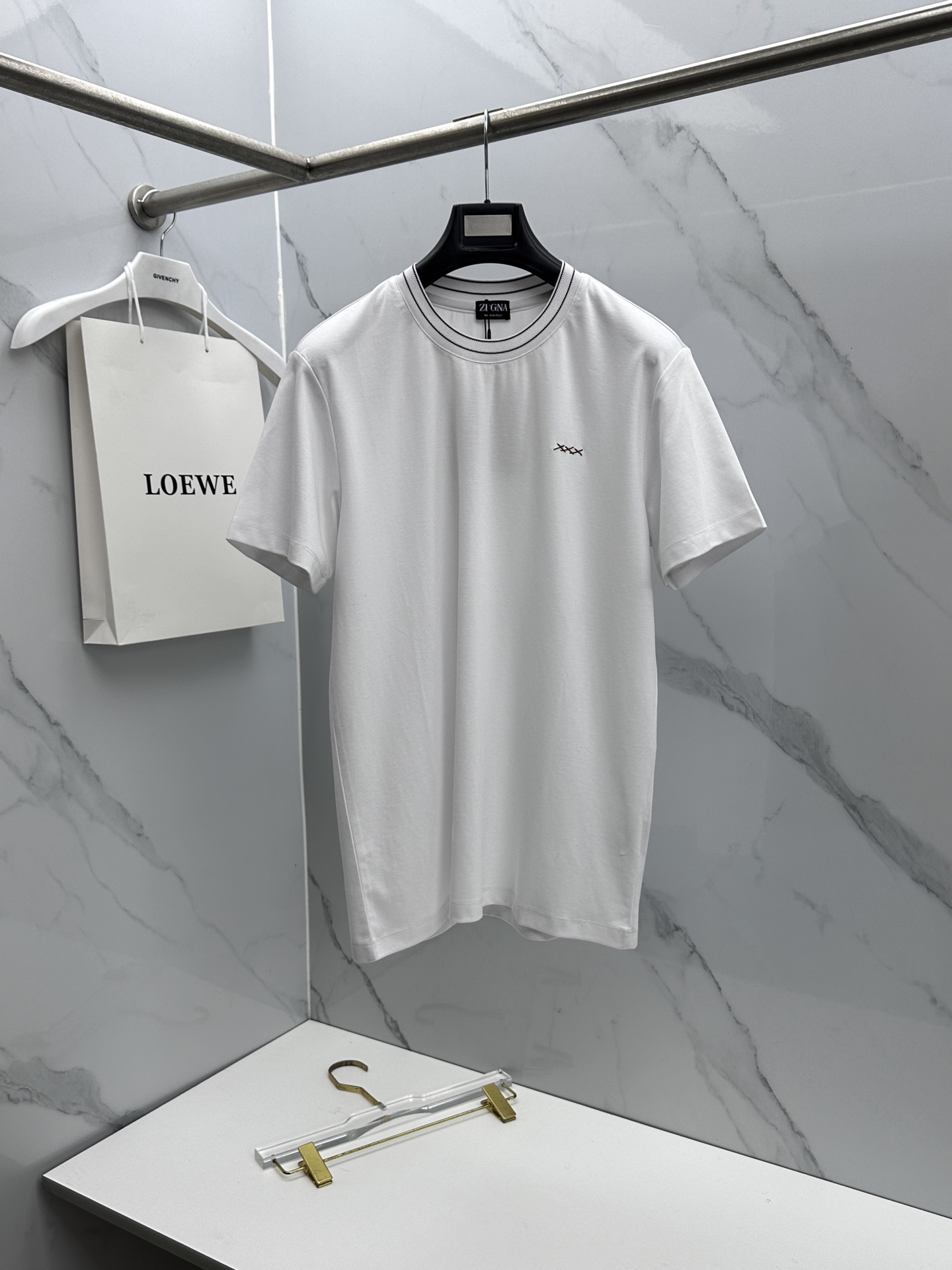 🆕ZEGNA杰尼亚 新款首发专柜最新款短袖圆领T恤 高端订制 胸前品牌logo重工艺设计 高端长绒棉面料