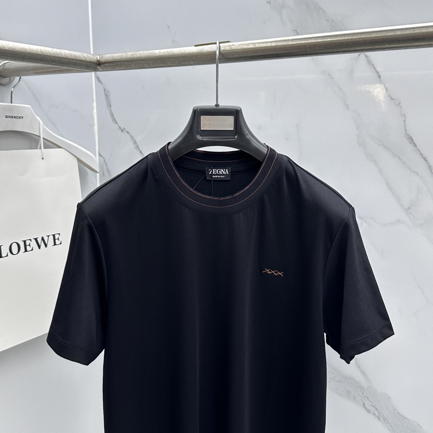 🆕ZEGNA杰尼亚 新款首发专柜最新款短袖圆领T恤 高端订制 胸前品牌logo重工艺设计 高端长绒棉面料
