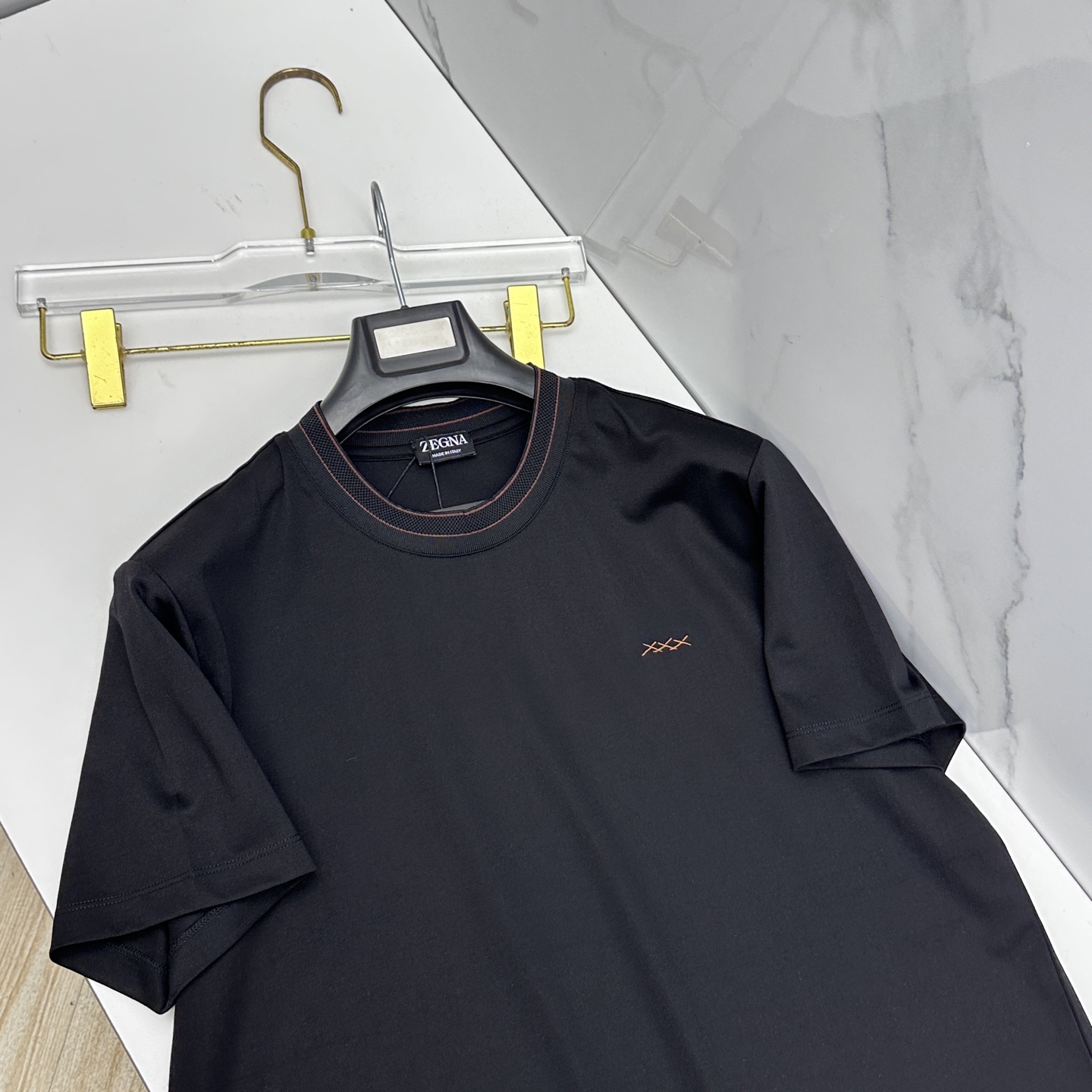 🆕ZEGNA杰尼亚 新款首发专柜最新款短袖圆领T恤 高端订制 胸前品牌logo重工艺设计 高端长绒棉面料