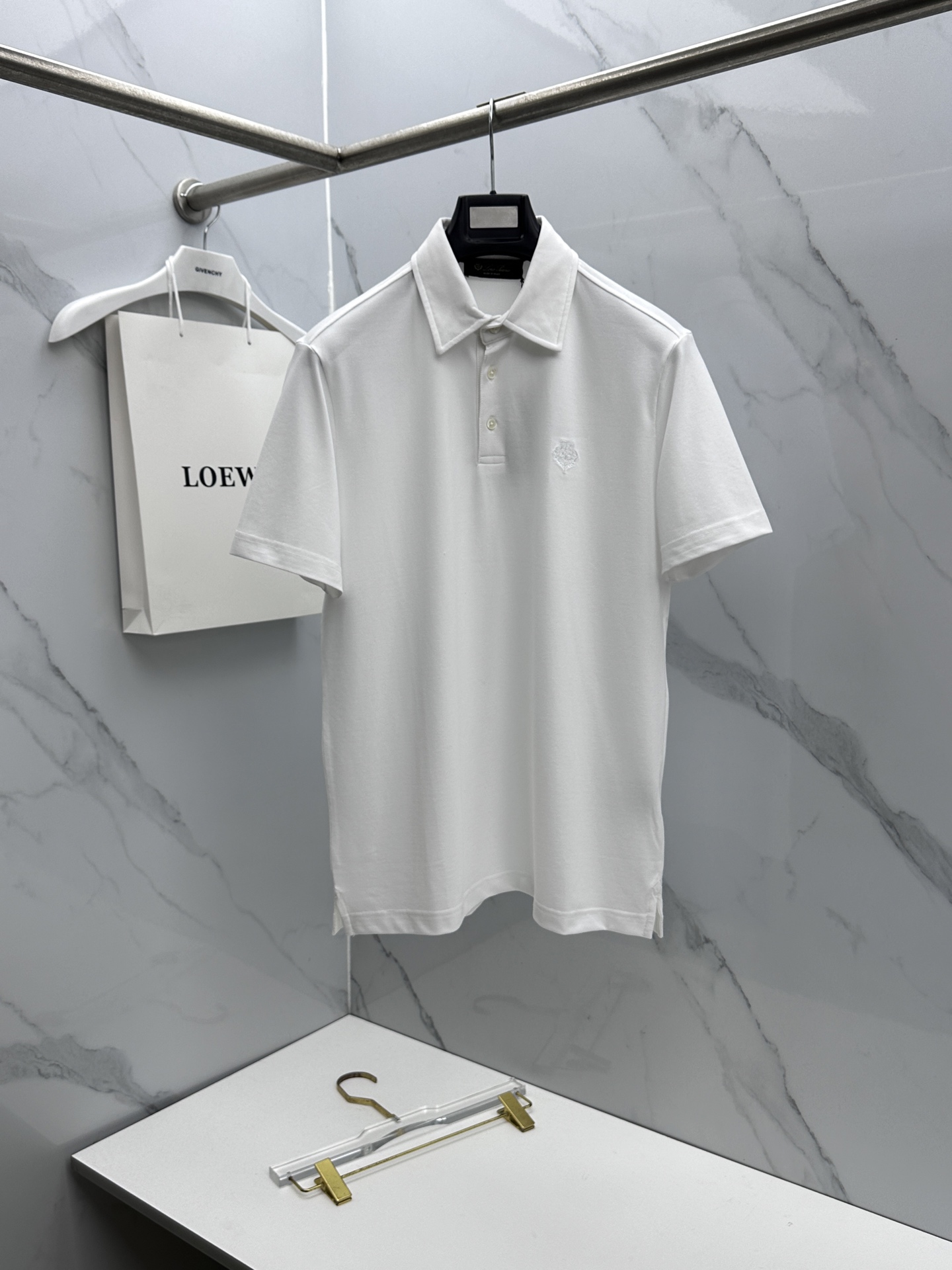 🆕Loro piana 春夏新款翻领Polo衫短袖T恤翻领商务 简洁时尚百搭 胸口小绣花 螺纹针织领口 