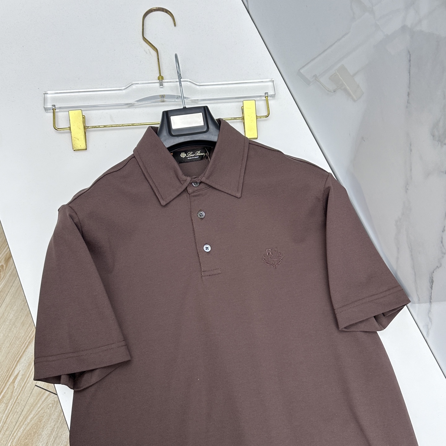 🆕Loro piana 春夏新款翻领Polo衫短袖T恤翻领商务 简洁时尚百搭 胸口小绣花 螺纹针织领口 
