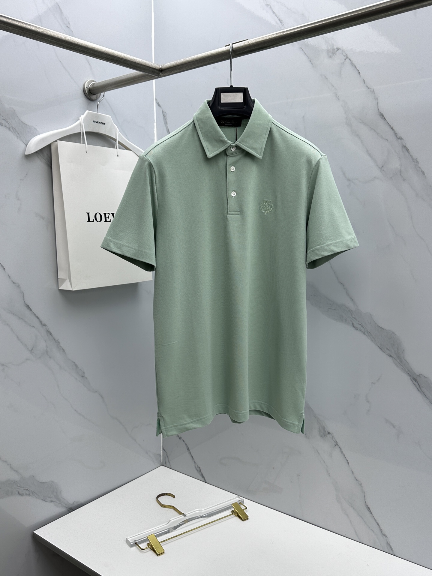 🆕Loro piana 春夏新款翻领Polo衫短袖T恤翻领商务 简洁时尚百搭 胸口小绣花 螺纹针织领口 