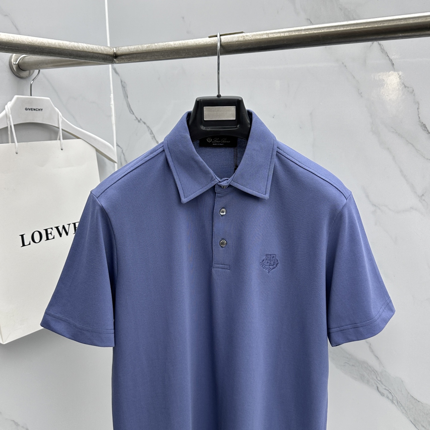 🆕Loro piana 春夏新款翻领Polo衫短袖T恤翻领商务 简洁时尚百搭 胸口小绣花 螺纹针织领口 