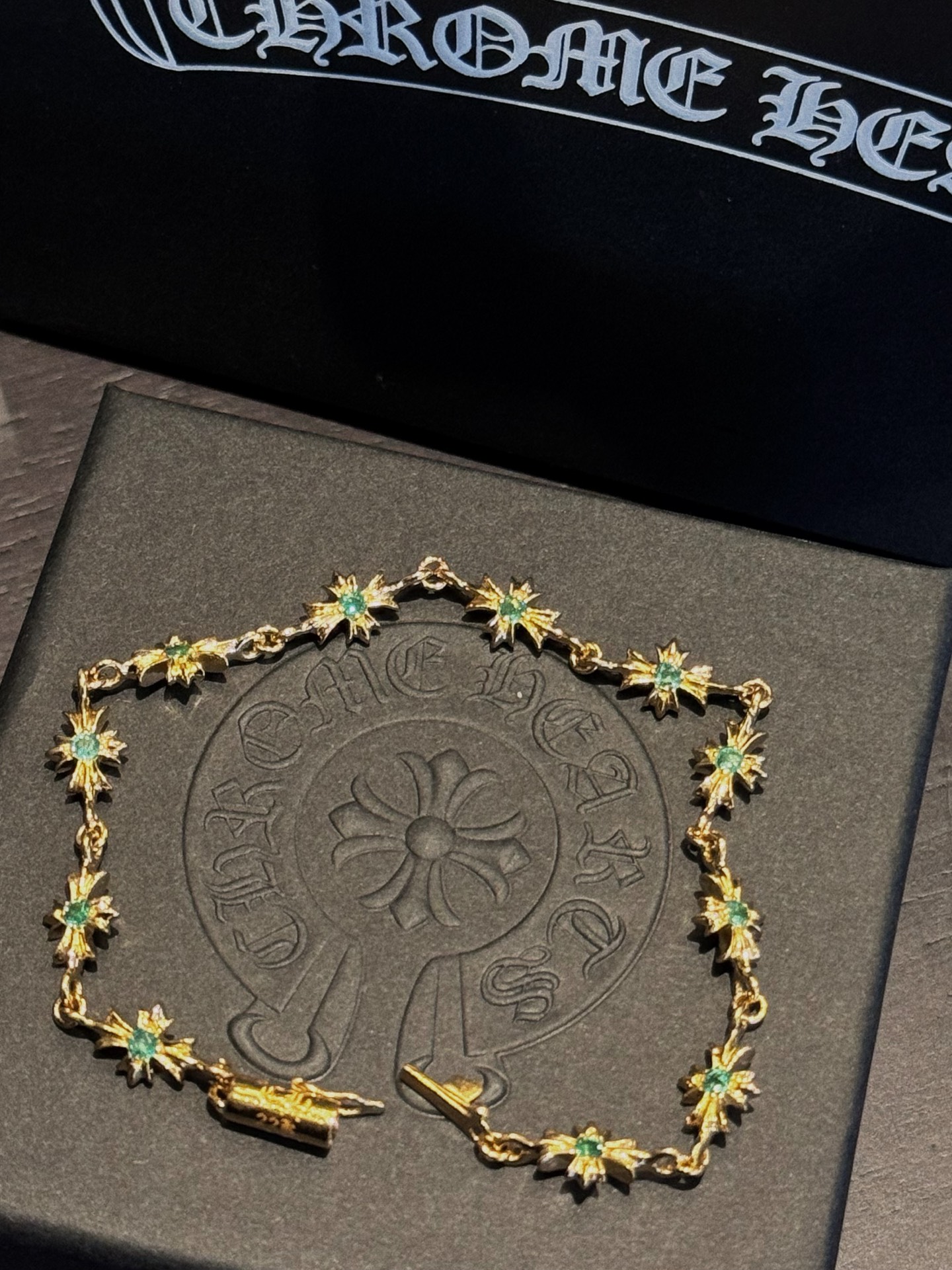 NO:378476,Croxin Real Gold and Real Diamond Series 22k Emerald Cross Bracelet Customized Shipping, Jewelry Boutique, Chrome Hearts, Bracelet19860909克罗心 真金真钻系列 22k镶祖母绿十字手链 客定出货,饰品精品,chrome hearts,bracelet,Jewelry