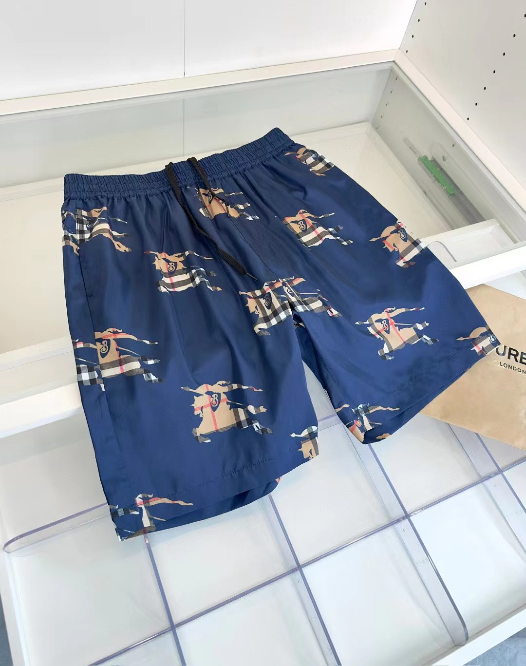 Burberry Clothing Shorts Black Blue Green Polyester Summer Collection Beach