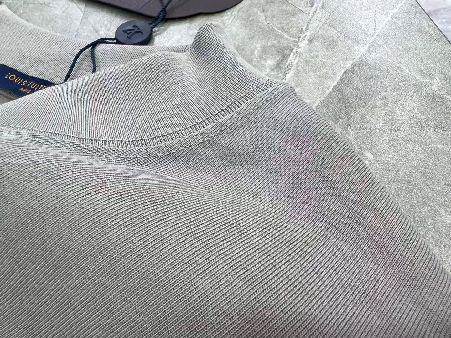 Louis Vuitton Gray Crew Neck T-Shirt with Red Logo, Stylish and Comfortable 9 a1745217204678 0568