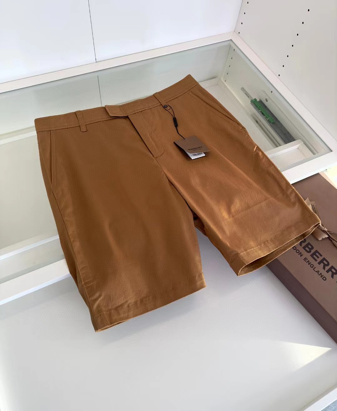 Burberry Men's Khaki Cotton Twill Shorts with Woven Tape Detail 2 a1745391822075 5145