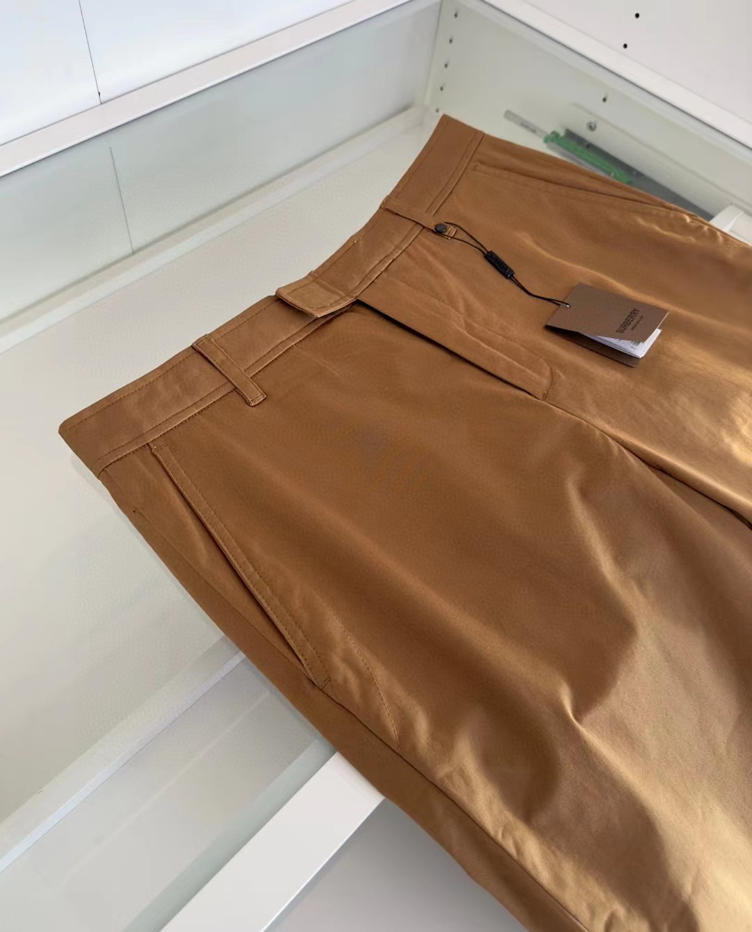 Burberry Men's Khaki Cotton Twill Shorts with Woven Tape Detail 3 a1745391822081 8034