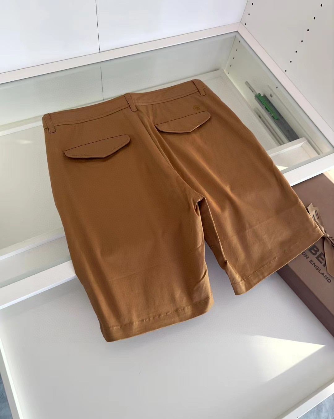 Burberry Men's Khaki Cotton Twill Shorts with Woven Tape Detail 7 a1745391823233 4602