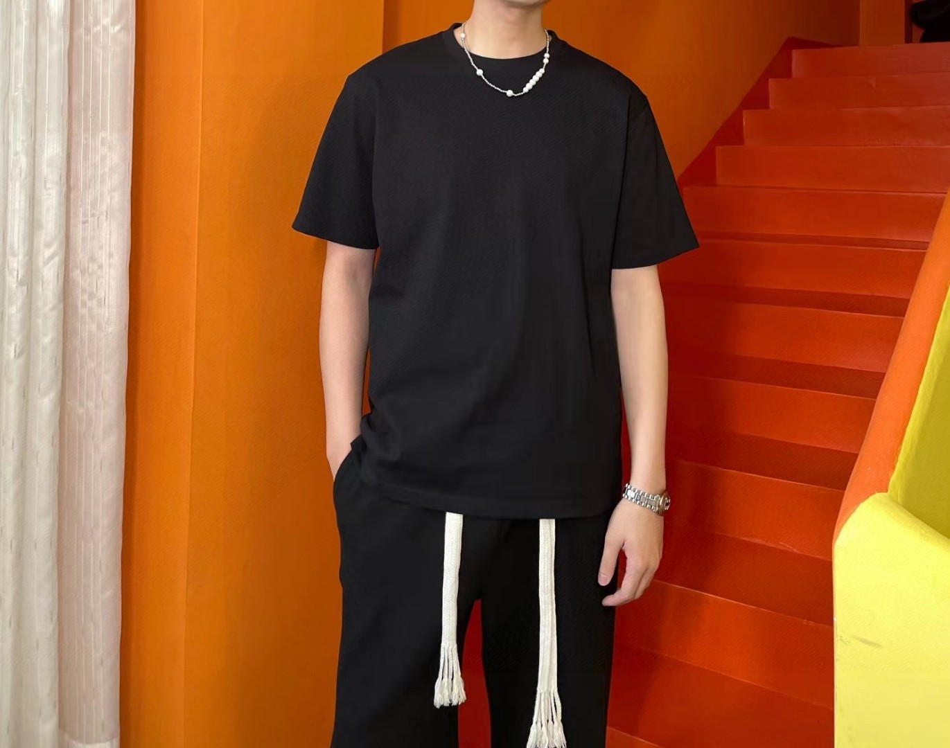 Prada Crew Neck T-Shirt with Iconic Triangle Logo - S.M.L.XL Sizes 1 a1745392559565 7152
