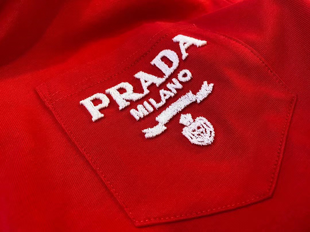 Prada Milano Crew Neck T-Shirt | Short Sleeve Tee for Men, Red 2 a1745392636246 0075